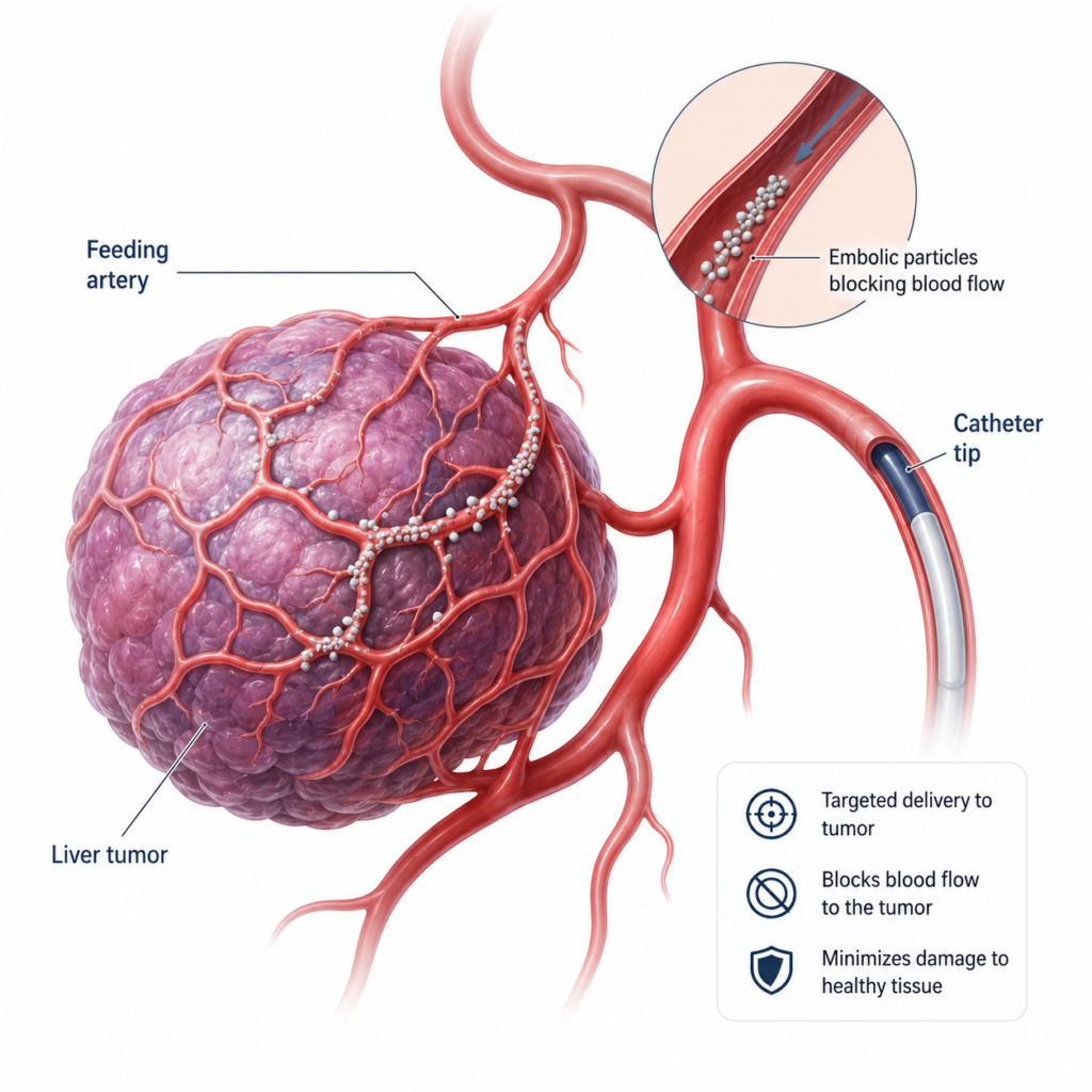 Tumour embolisation: cut off blood supply to the tumour