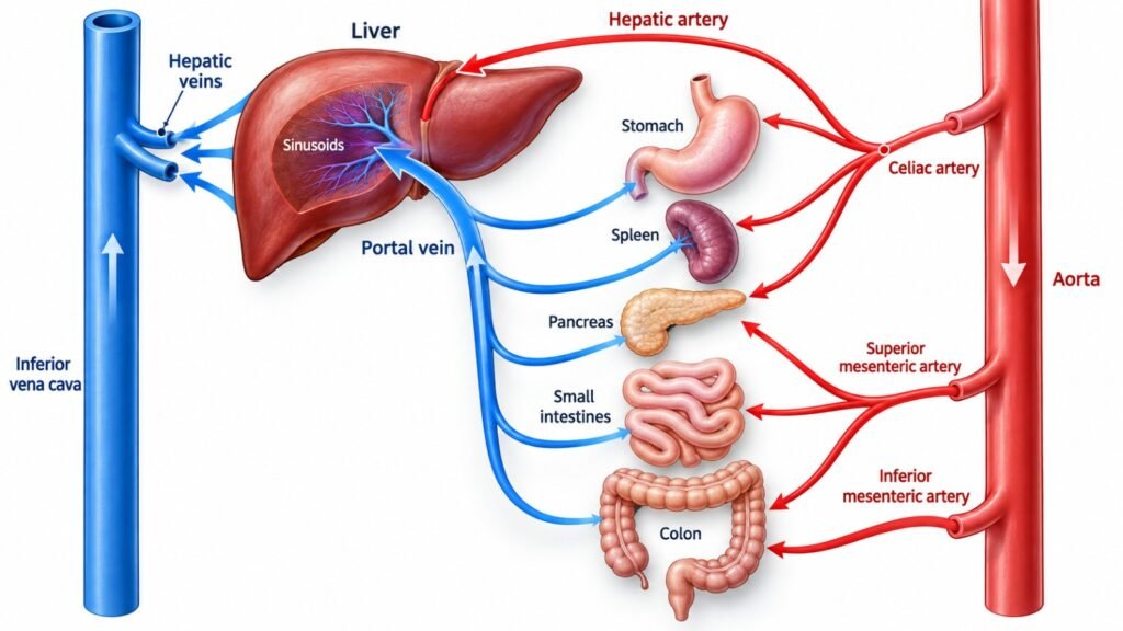 Blood circulation of the abdomen